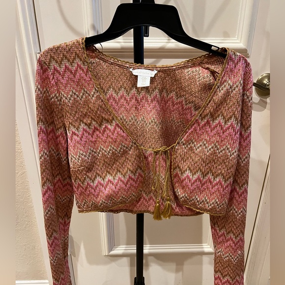 House of Harlow Crochet Cropped Knit Cardigan Top - Picture 1 of 4